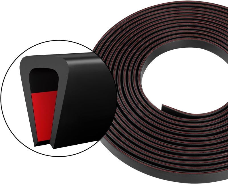 Pettyelf Silicone Edge Trim Self-Adhesive U Channel Silicone Edge Trim Edge Protector for Sheet Metal (Black, Fit 3/16" - L 20') - Image 1